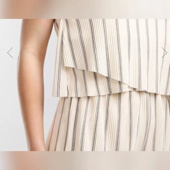 GYPSIES AND MOONDUST Spaghetti Strap Overlay Accordion Pleat Striped Romper M - Picture 3 of 15